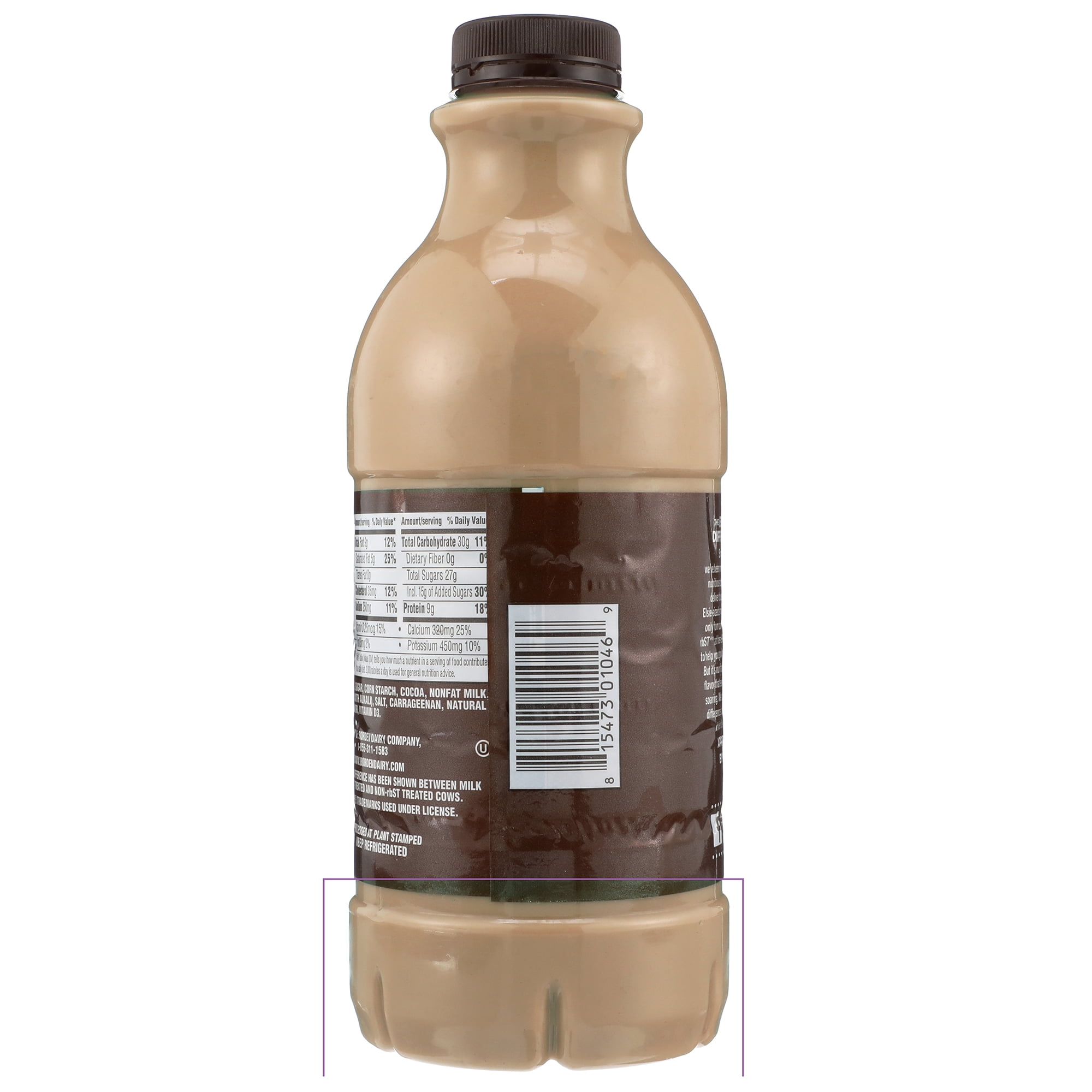 Borden Dutch Chocolate Milk, 1 Quart Bottle, Liquid, Refrigerated, Contains Dairy