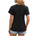 thumbnail image 3 of Giftesty Womens T-Shirts Clearance Fashion Casual Solid Color Tops Womens Short Sleeve Out Blouse Funny V Neck T-Shirt Tops, 3 of 5