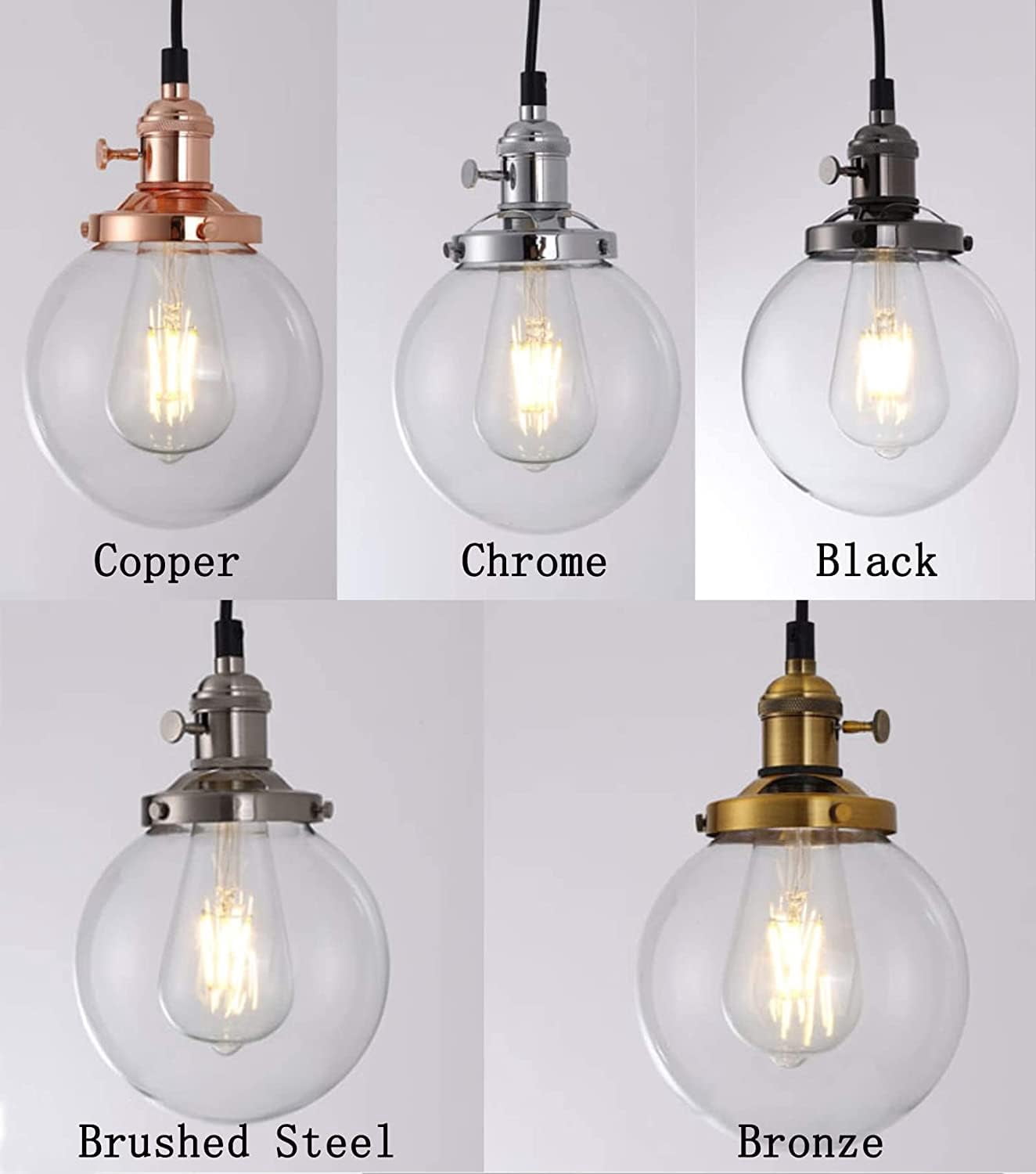 Kiven L-Type track lighting pendants,L track pendant lights with Clear Glass Lampshade,Vintage Track Lighting Fixture for Kitchen Hallway Cafe,Black(1 pack)
