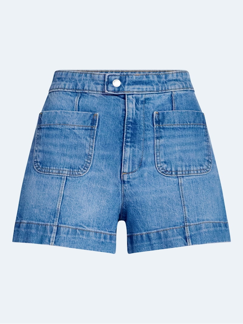 Free Assembly Women's Patch Pocket Denim Shorts, 3