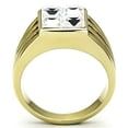 thumbnail image 3 of Luxe Jewelry Designs Men's Gold IP Stainless Steel Ring with Clear Square Crystal and Black Epoxy -, 3 of 4