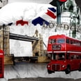 thumbnail image 2 of Juego de ropa de cama para el hogar, funda de edredón con paisaje urbano de Londres, funda de edredón de autobús de dos pisos roja con puente de Londres, ciudad famosa moderna 3d, 2 of 3