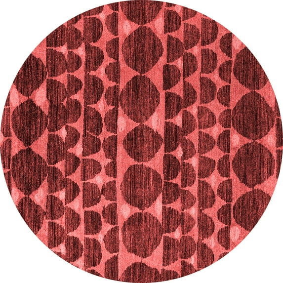 Ahgly Company Indoor Round Abstract Red Modern Area Rugs, 7' Round