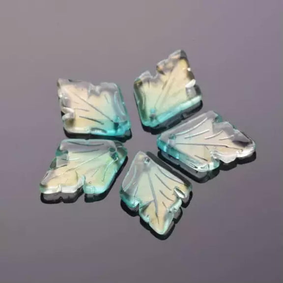 U8MO 10pcs 25x18mm Leaf Charm Crystal Glass Loose Pendants Beads DIY Jewelry Findings-4# Peacock Green & Clear & Gold