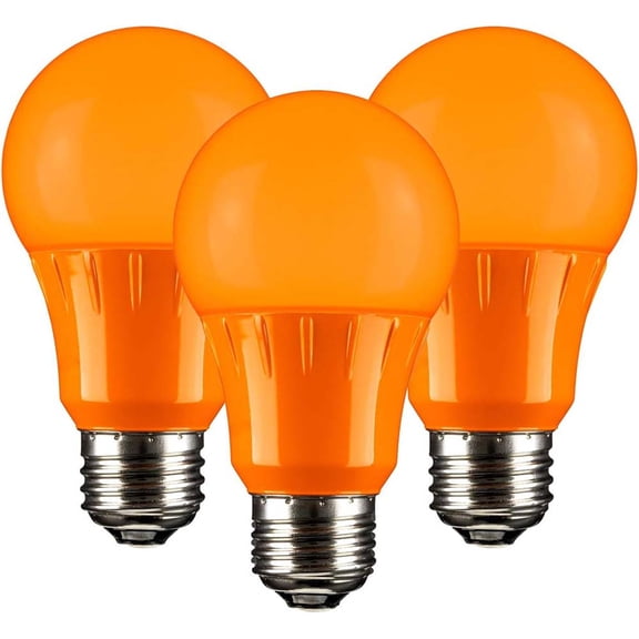 Sunlite LED A19 Orange Colored Light Bulb, 3W (25w Equivalent), E26 Base, Non-Dimmable, UL Listed, 3 Count