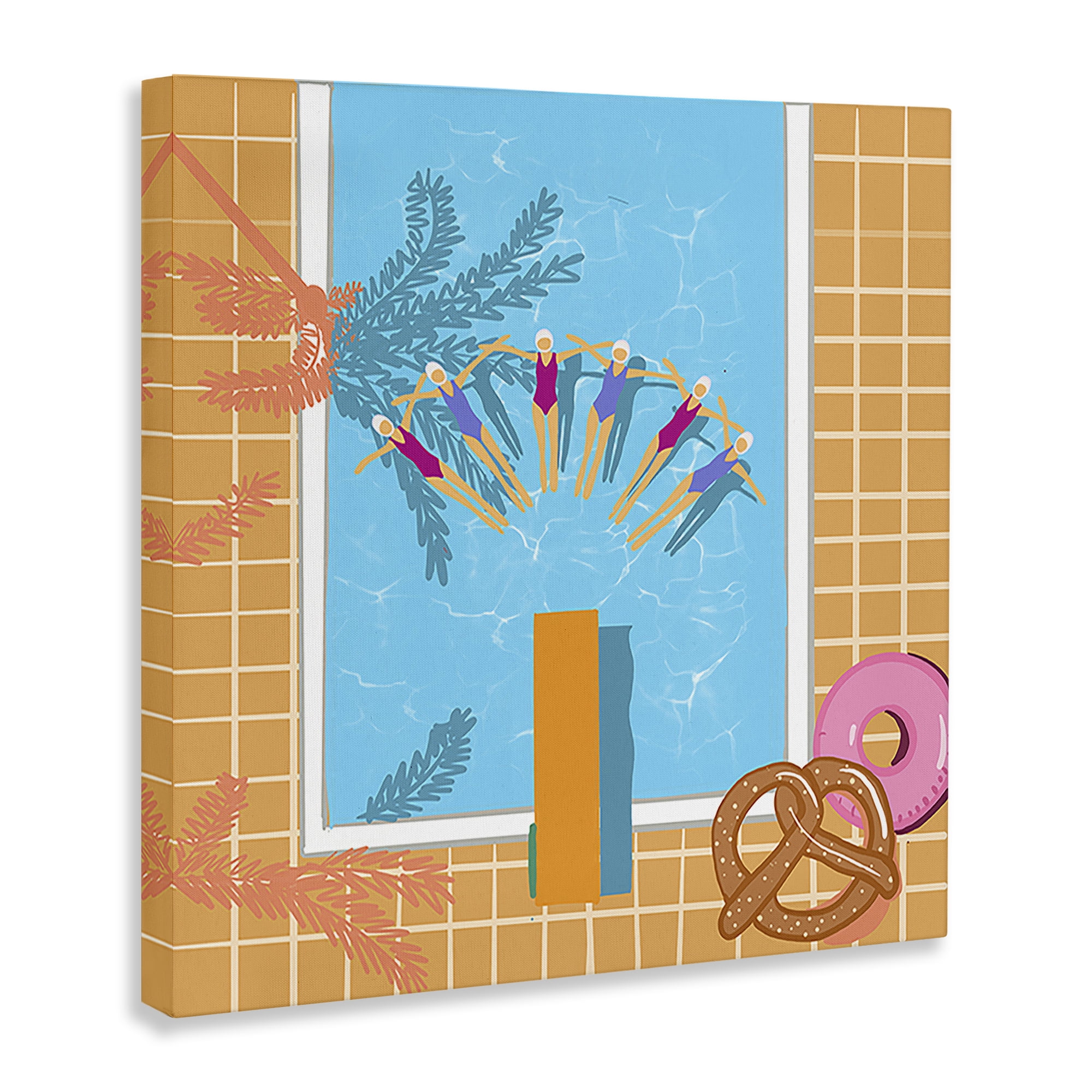Stupell Industries In Sync Pool Swimmers People Painting Wrapped Canvas Art Print Wall Art, 24 x 24
