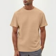 thumbnail image 4 of Ohufall Mens Big and Tall T Shirts Fashionable Solid Casual Jacquard Tee Tops Summer Loose Comfy Short Sleeve Crew Neck Shirts, 4 of 8