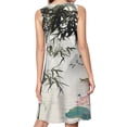 thumbnail image 2 of Chinese ink painting bamboo Spring Summer Dresses for Women Fashion T-shirt Dress Casual Sleeveless Loose Sundress with Pockets, 2 of 5