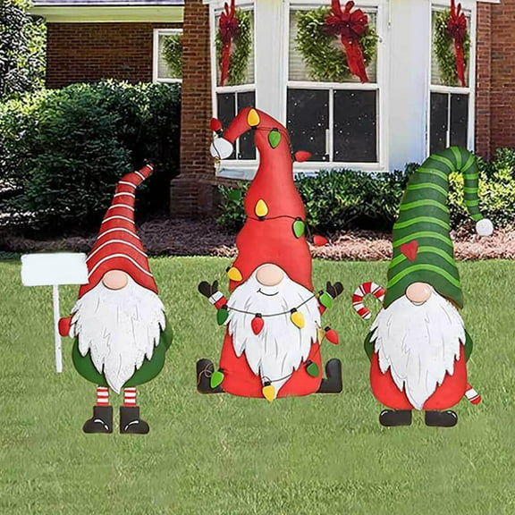 WEAVILUX Christmas Santa Garden Stakes, Assorted Colors, Iron Outdoor Holiday Yard Decorations