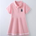 thumbnail image 3 of Girls Tennis Dress Cotton Golf Shirt Dress for Kids Short Sleeve Pink Bear Embroidery Preppy School Dress A-Line Casual,Size 7-8 T, 3 of 6
