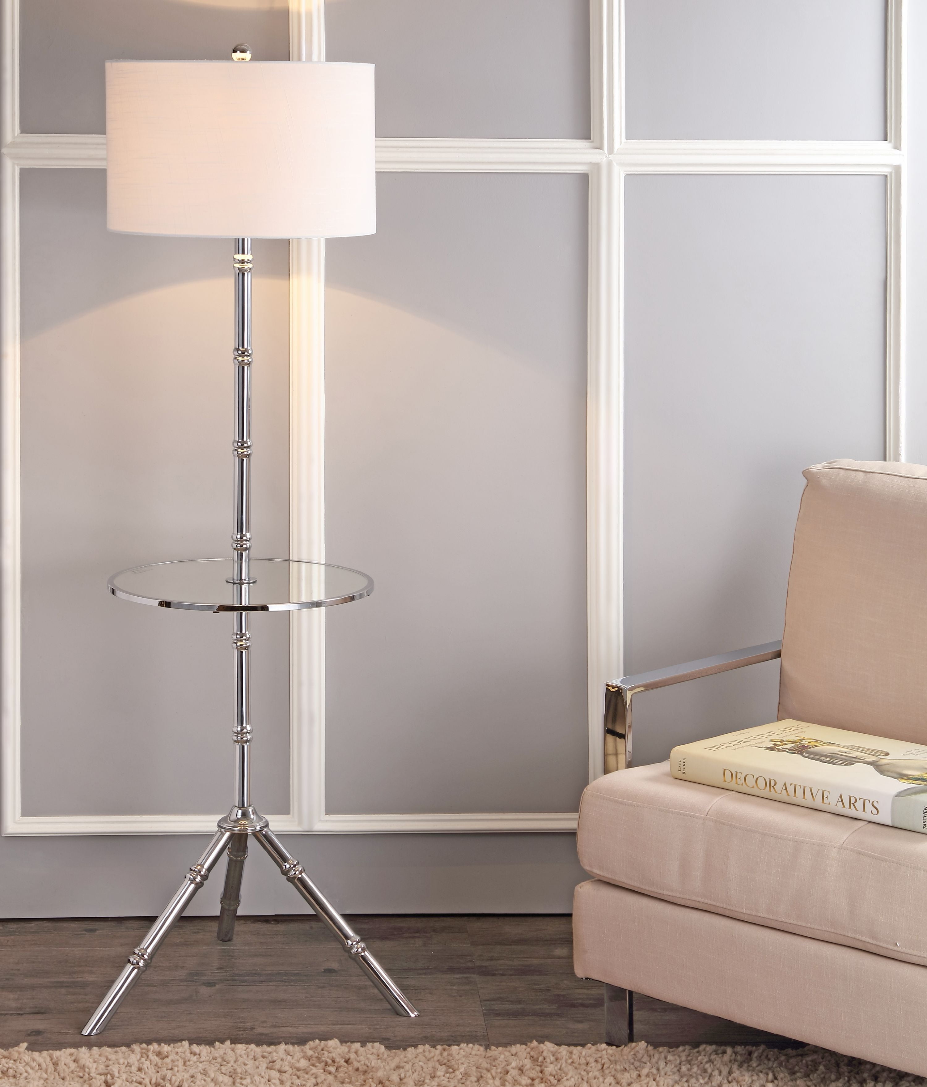 Hall 62" Metal LED End Table Floor Lamp, Chrome