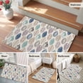 thumbnail image 6 of Rectangle Area Rug 2x3ft, Farm Teal Leaf Retro Linen Non-Shedding Washable Area Rug, Abstract Leaves Seamless Non Slip Low-Profile Rugs for Living Room, Bedroom Dining Room, 6 of 9