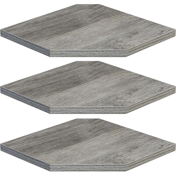 Floating Corner Shelf Set of 3, Rustic Grey Wood Wall Mounted Corner Shelves for Living Room Bedroom Bathroom Kitchen Storage and Display