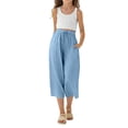 thumbnail image 4 of Ruyang Capri Pants for Girls Cotton Linen Wide Leg Pants Summer Capris Pant Palazzo Loose Fit Casual Trousers Pockets 2026 Trendy, 4 of 9