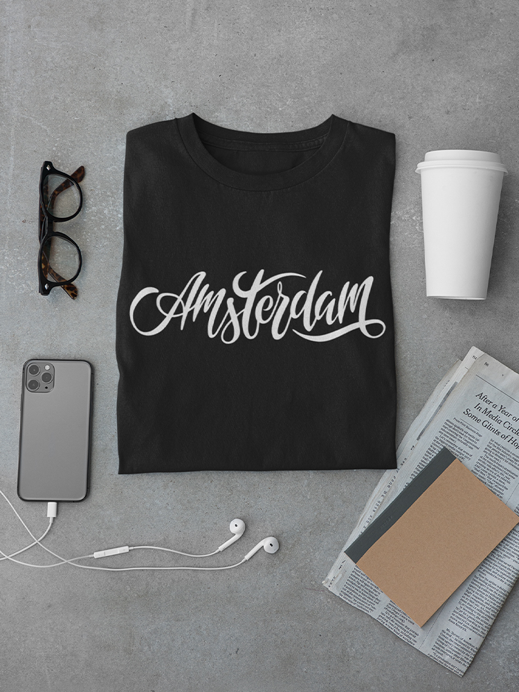 Lettering Amsterdam City Art T-Shirt Men -Image by Shutterstock, Male Medium - image 3 of 4
