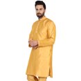 thumbnail image 3 of SKAVIJ Men's Tunic Art Silk Kurta Ethnic Indian Long Casual Shirt Party X-Large Gold, 3 of 6