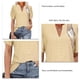 thumbnail image 4 of Blusa de manga abombada con cuello en V, Color puro, ajustada, informal, de manga corta, para mujer, amarillo, XXL, 4 of 5