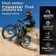 thumbnail image 3 of TUTTIO 5000W Dual Motor Electric Bike for Adults Max 28mph, Speedometer 26x4in Fat Tire All Terrain E-Mountain Bike, 52V 25Ah Full Suspension E Bike, 7-Speed Gear Electric Bicycle UL2849, 3 of 7