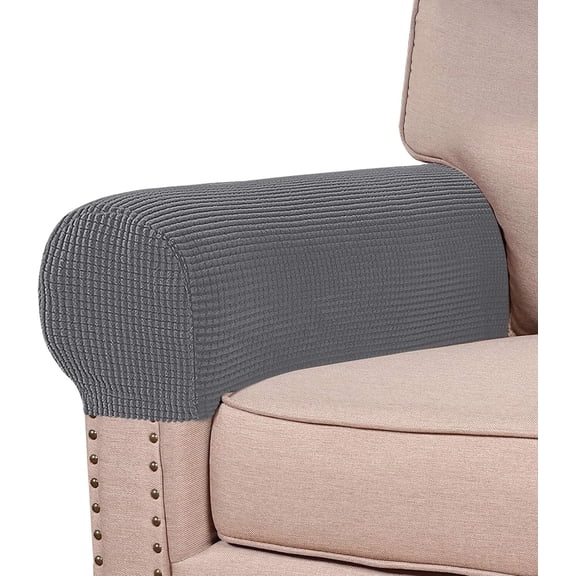 PandaTop Stretch Armrest Covers for Chairs and Sofas Couch Arm Covers for Sofa, Soft Armrest Covers Anti-Slip Furniture Protector Armchair Slipcovers Washable for Recliner Set of 2, Gray