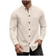 thumbnail image 2 of pstuiky Camisas casuales de manga larga para hombre, Cárdigan con capucha y botones de manga larga con cuello alto y bolsillos informales de color liso para hombre tops de invierno para hombre xl, 2 of 7