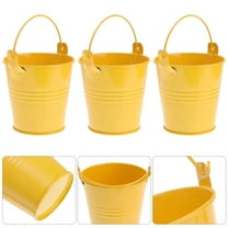 GOOHOCHY 3Pcs Tinplate Bucket in Yellow for Flower Container and Home Decoration