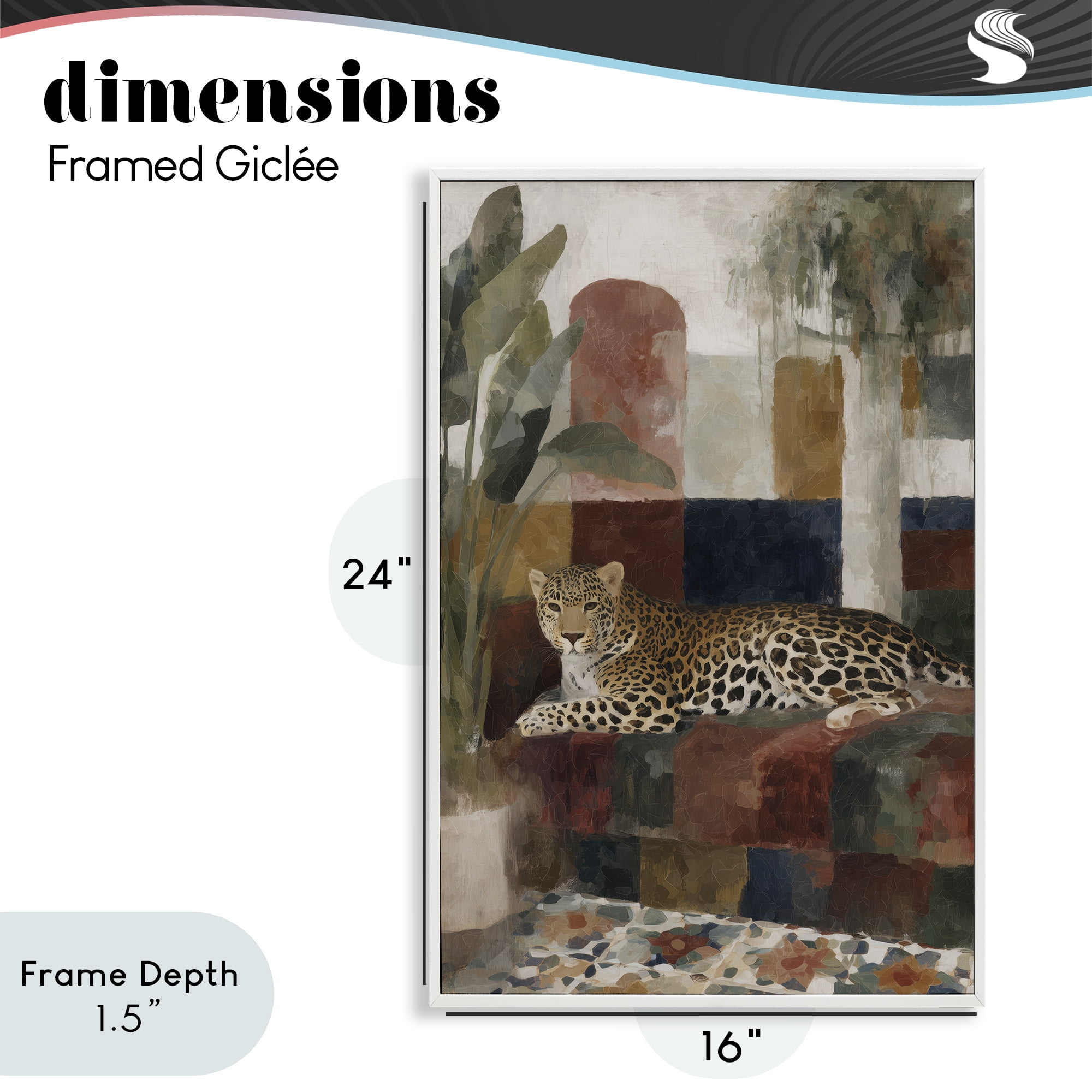 Stupell Industries Jaguar Among Tropical Palms White Framed Giclee Art, design by Chromatic Storm Studio