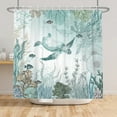 thumbnail image 3 of MIZHONA Ocean Turtle Shower Curtain Coastal Nautical Beach Theme Fabric Bathroom Curtain 47x64 in, 3 of 4