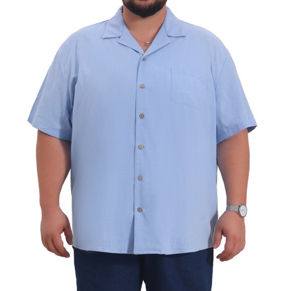 DARING DIVA Men's Big & Tall Summer Beach Camp Collar Short Sleeve Shirt XL Light Blue