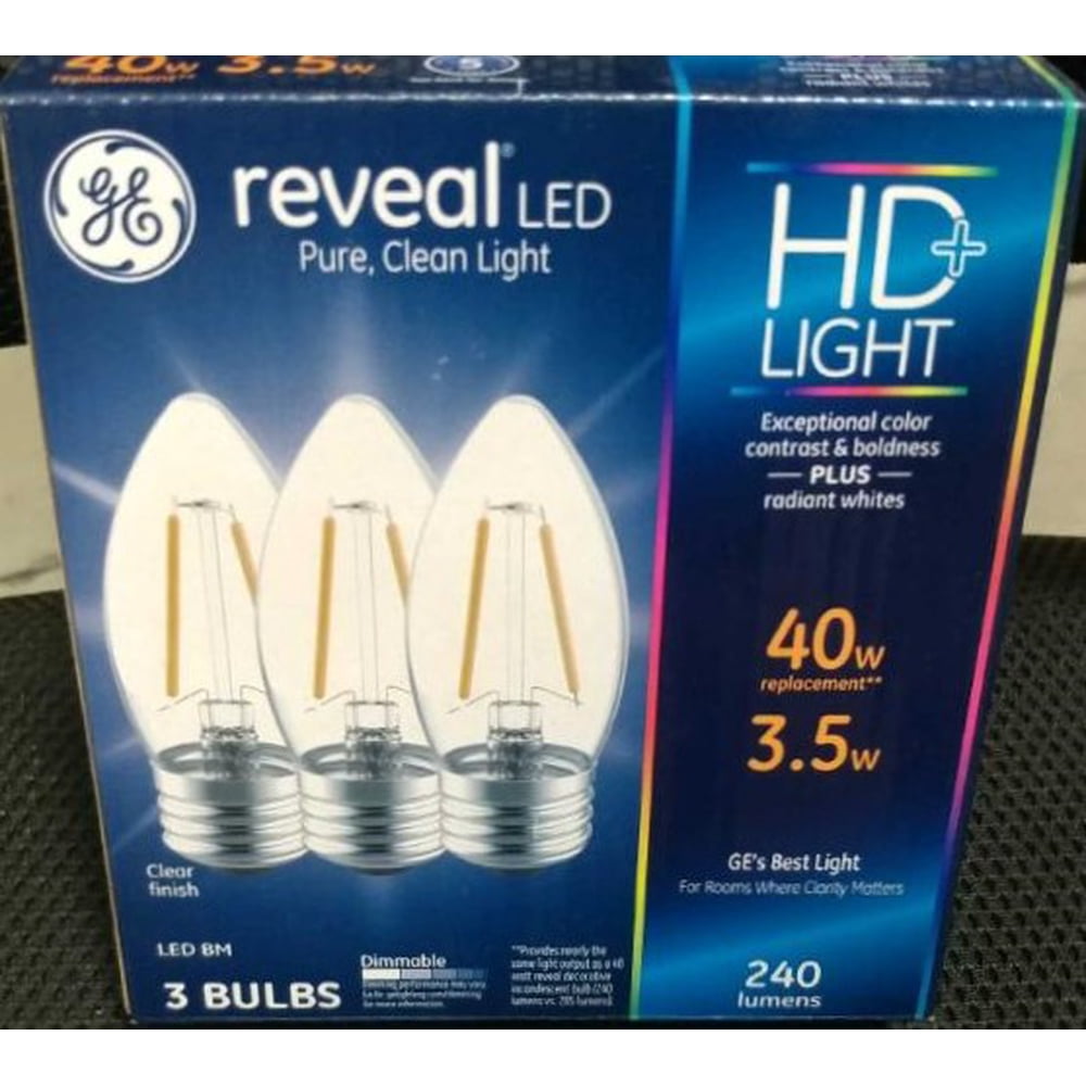 GE reveal LED 40 watt equivalent candle HD light clear finish Dimmable