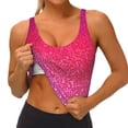 thumbnail image 3 of Daiia Light Purple Glitter Printed Women's Sports Bra, Breathable Activewear Bra with U-Back Design and Removable Pads, Comfortable and Supportive for Yoga, Workout-Small, 3 of 8
