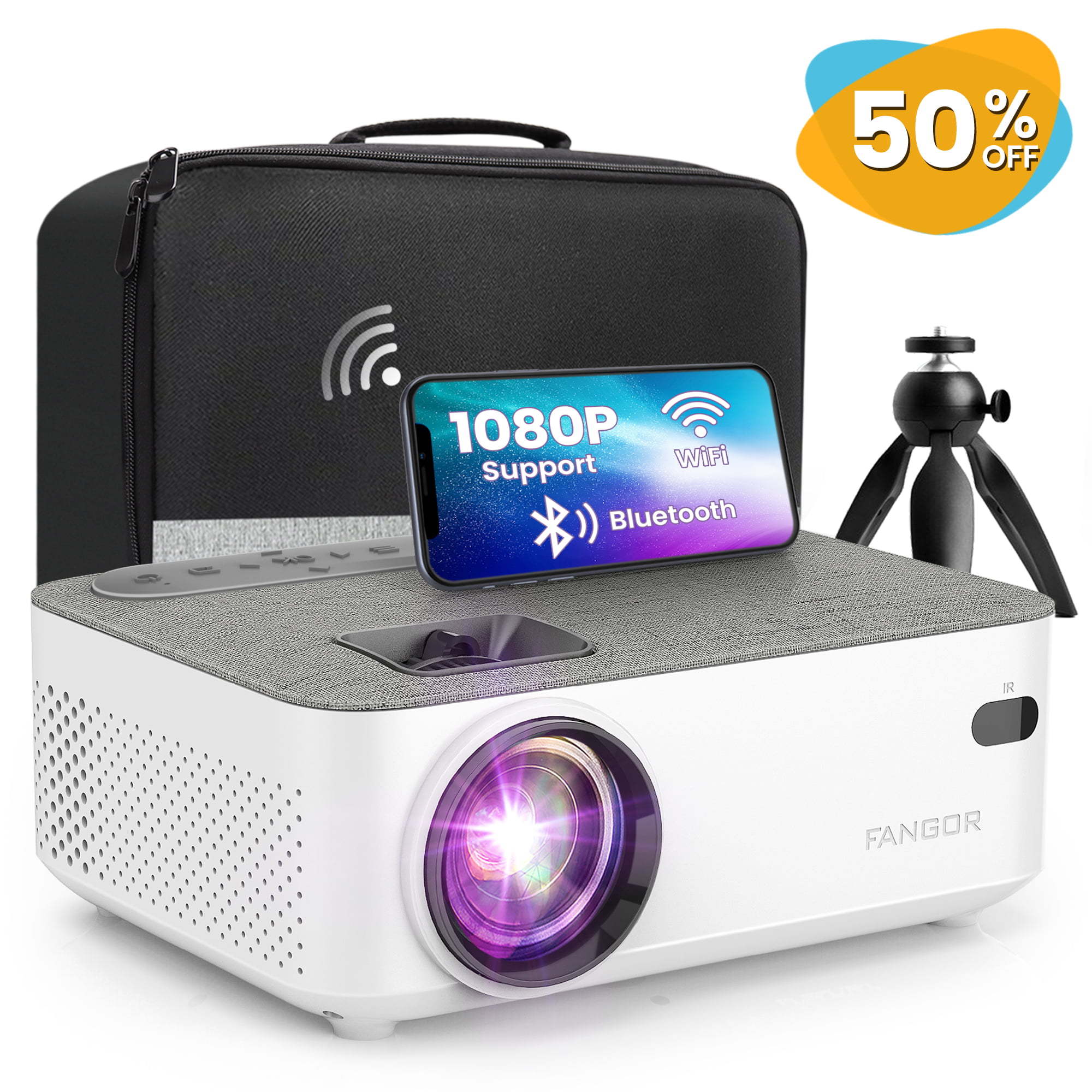 FANGOR 1080p Support Bluetooth Projector, Portable Mini Projector 