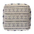 thumbnail image 6 of LR Home Small Over-tufted Striped Indoor Square Pouf, Navy/Ivory, 18" x 18" x 14", 6 of 7