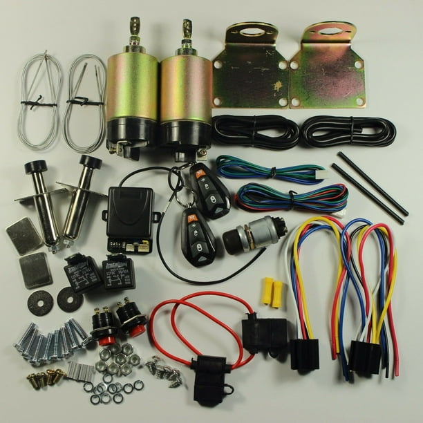 Deluxe 2 Door Shaved Handle Door Popper Kit 85 lb With Keyless Remote