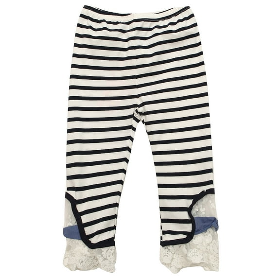 Girls' Knit Striped Pants with Lace Bottom RH1644