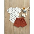thumbnail image 4 of Newborn Baby Floral Print Short Sleeve Romper + Drawstring Shorts 2 Piece Outfits Set, 4 of 9