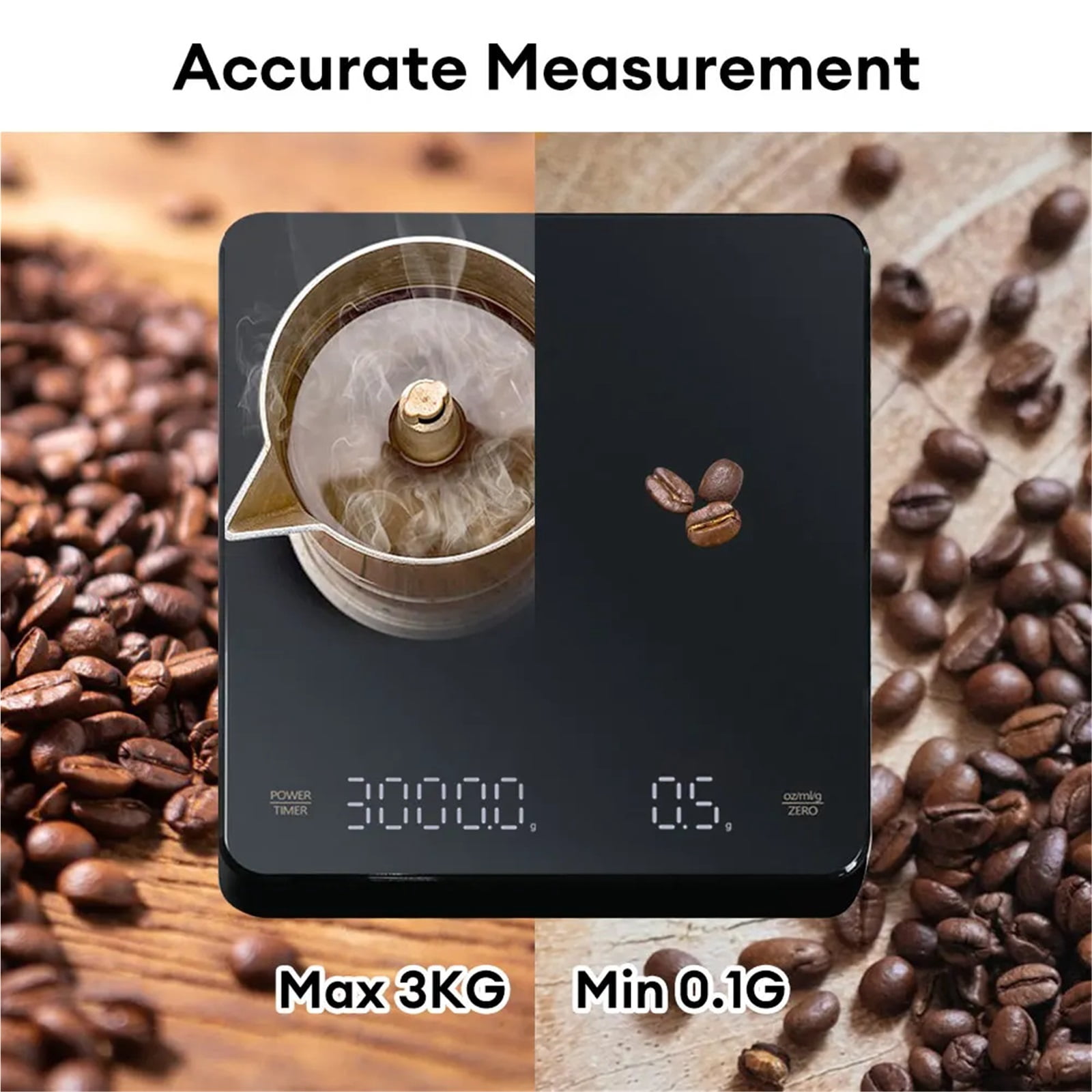 Intelligent Mini Brewed Coffee Electronic Scale with Timer LED Screen Digital Coffee Scale 0.1g Precision Coffee Kitchen Scale
