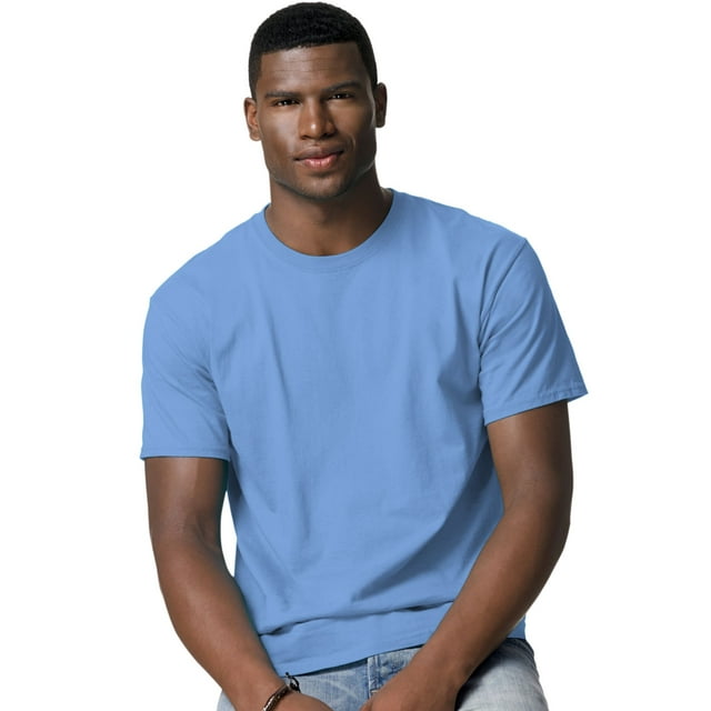 Hanes T-Shirt pour Hommes Sans Étiquette - Meilleur Vendeur, 3TG, Bleu Caroline