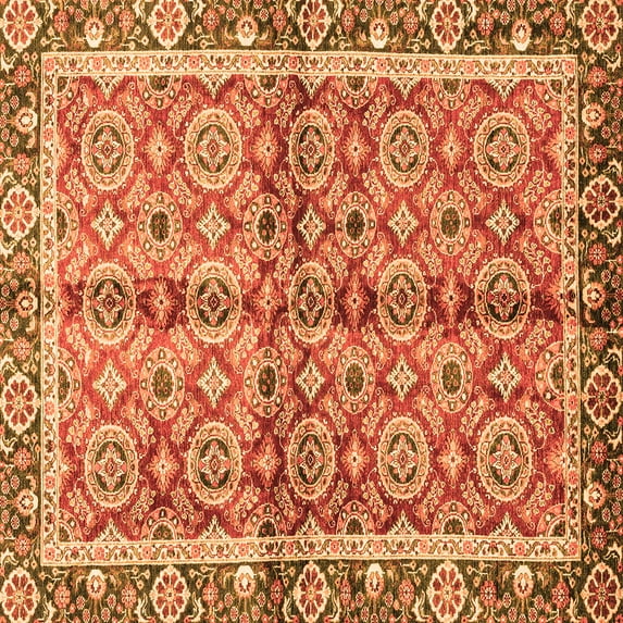 Ahgly Company Indoor Square Oriental Orange Traditional Area Rugs, 4' Square