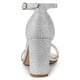 thumbnail image 4 of Sandalias de Tacón Grueso con Purpurina y Correa de tobillo para Mujer Allegra K Plata 39, 4 of 7