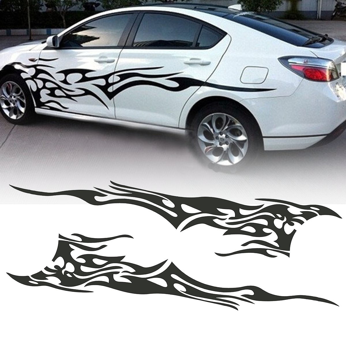 2PCS Graphics Decals Stickers Flame Fire Totem Car Auto Side Body Accessories