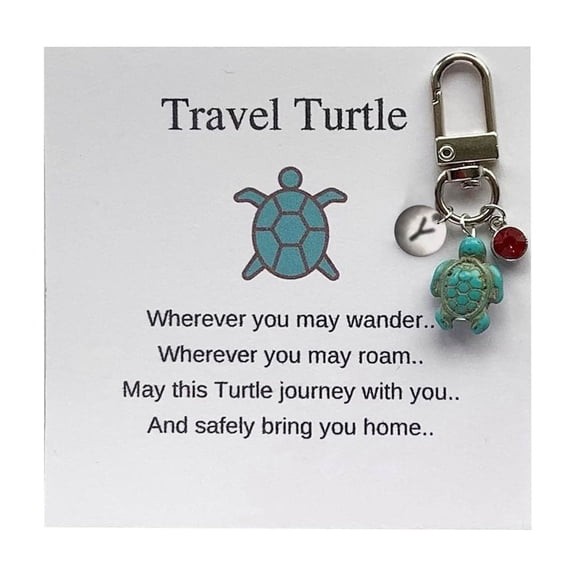 Keychains - 26 Letter Turtle Combination Pendant - Travel Keychain - Alphabet Gemstone Turquoise Jewelry for Unique Surname
