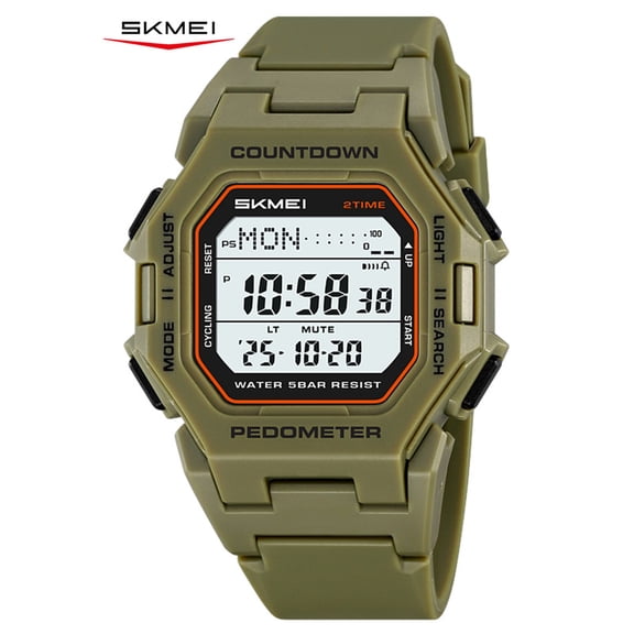 SKMEI Digital Watch for Men and Women Big Screen Sport Wristwatch with Pedometer, Stopwatch, Alarm, Countdown Timer and LED Backlight
