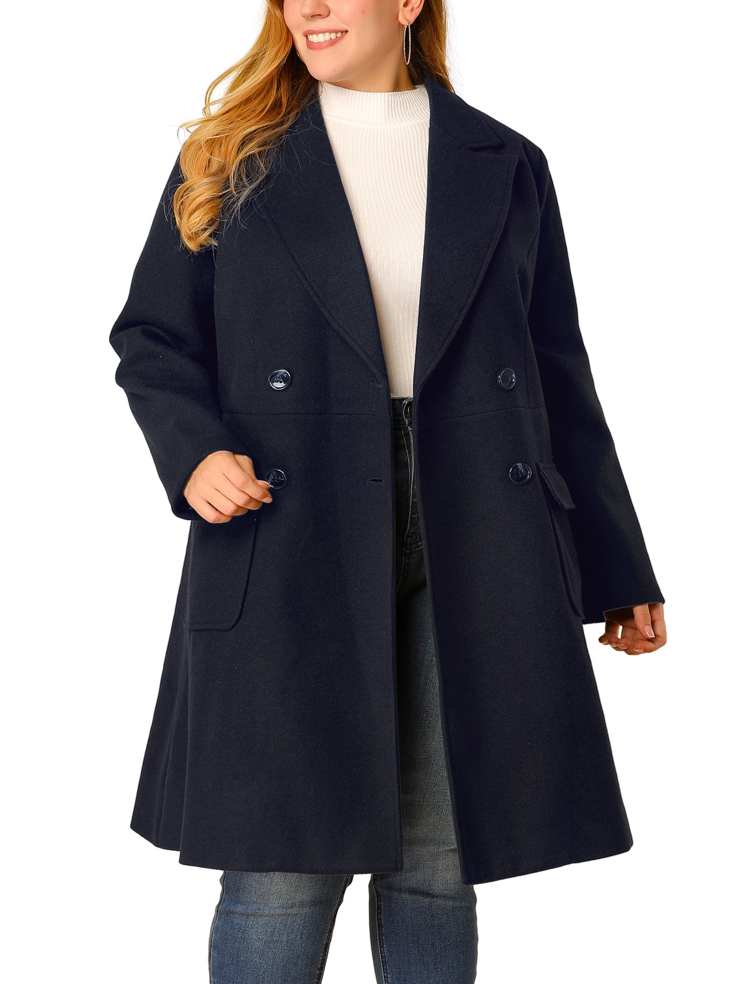navy blue plus size winter coat