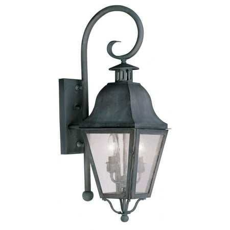 2550-29-Livex Lighting-Amwell - 1 Light Outdoor Wall Lantern in Farmhouse Style - 7 Inches wide by 14 Inches high-Vintage Pewter Finish