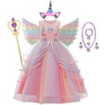 thumbnail image 1 of Vestido de unicornio de arcoíris para niñas, disfraz de princesa de fantasía para fiesta de cumpleaños, disfraz de Halloween para niños de 3 a 12 años Fivean unisex, 1 of 2