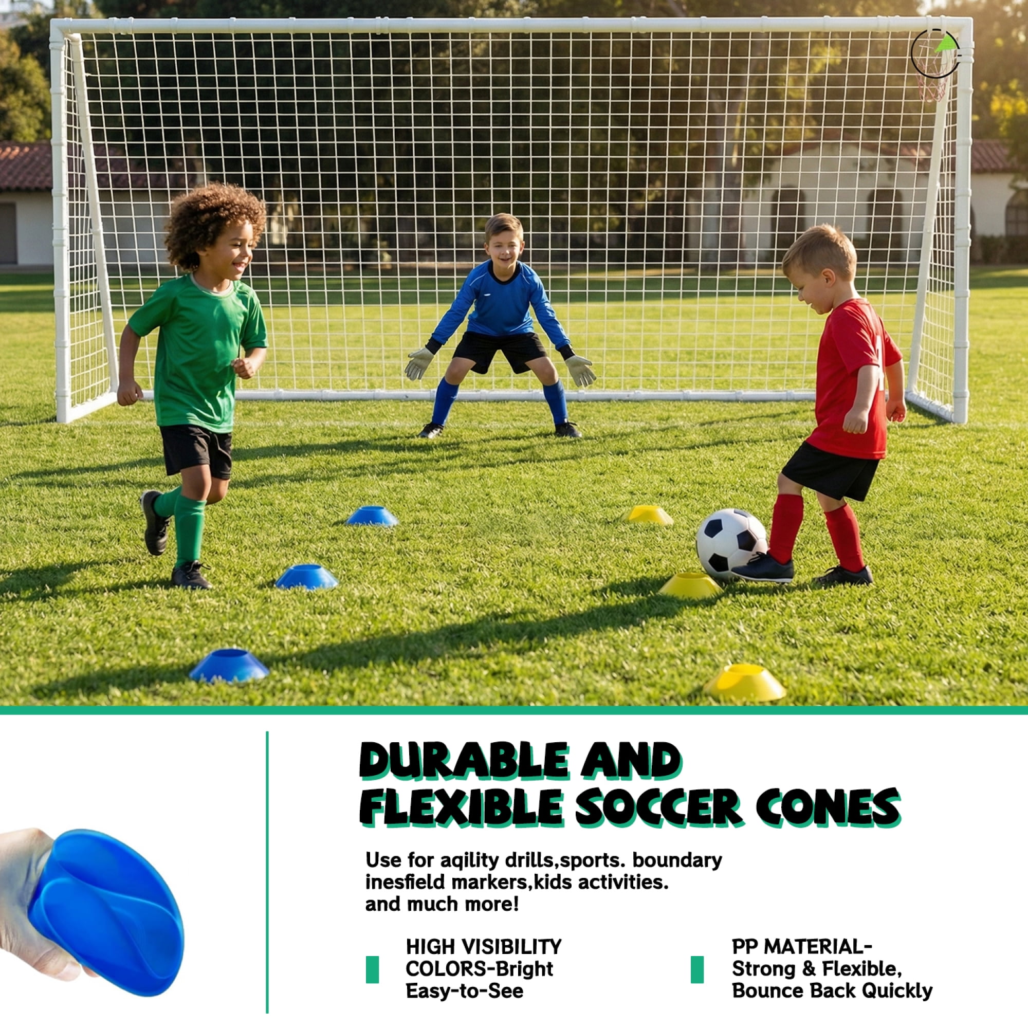 Leumius 7X16FT Soccer Goals for Kids,Portable Soccer Net with High-Strength Nets for Backyard,White