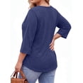 thumbnail image 2 of Fantaslook 3/4 Sleeve Womens Plus Size Tops V Neck Lace Blouses Casual Tunic Shirts, 2 of 9