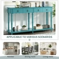 thumbnail image 3 of Wood Console Table with 4 Drawers, Hallway Buffet Sideboard Desk with Bottom Shelf, Retro Tall Console Table Entryway Table Accent Table for Entryway, 220lbs, Blue, S9893, 3 of 9