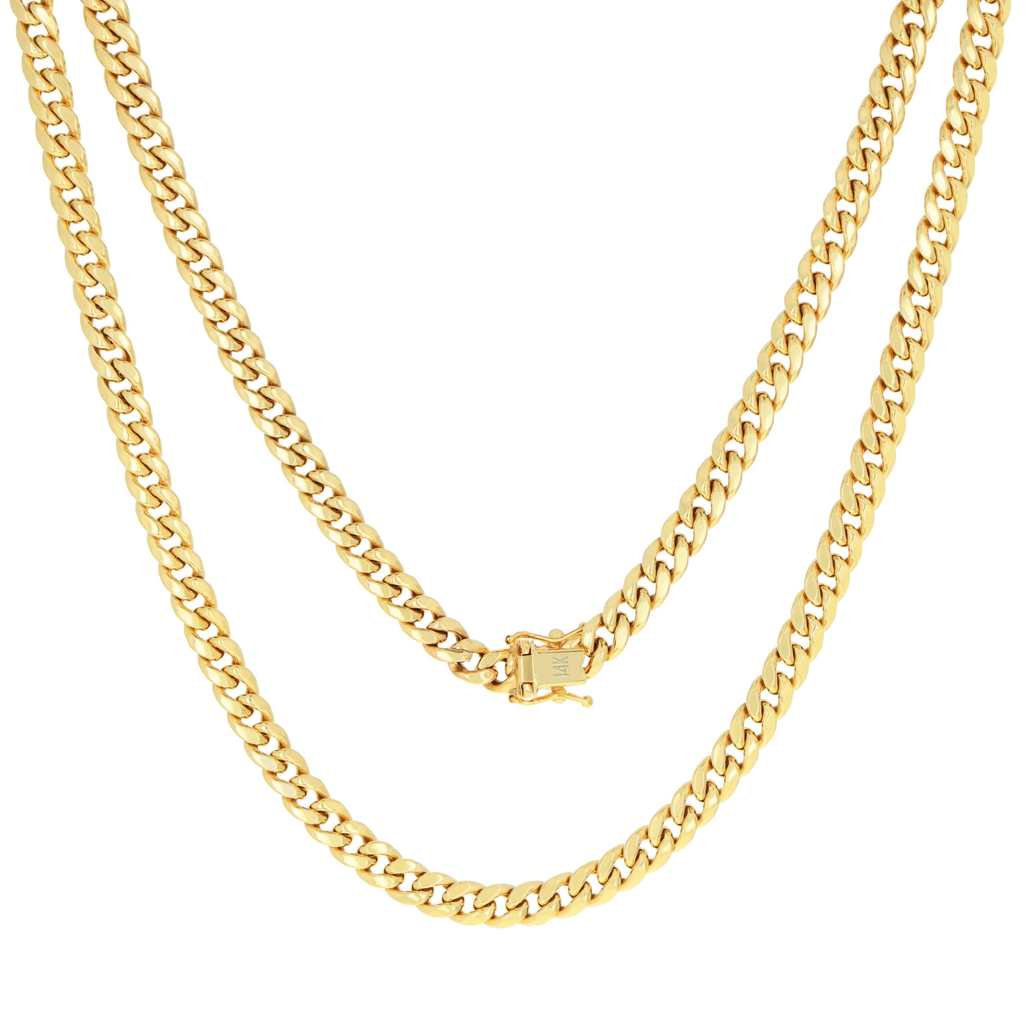 Nuragold 14k Real Yellow Gold Miami Cuban Link 5.5mm Chain Necklace (16"-30") Italian Jewelry for Men & Women