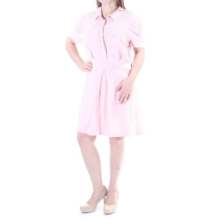 FREE PEOPLE Womens Pink Short Sleeve Collared Above The Knee Shirt Dress  Size: